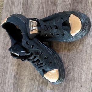Black and gold glitter Converse low top sneakers size 8 Women's or 6 Men's